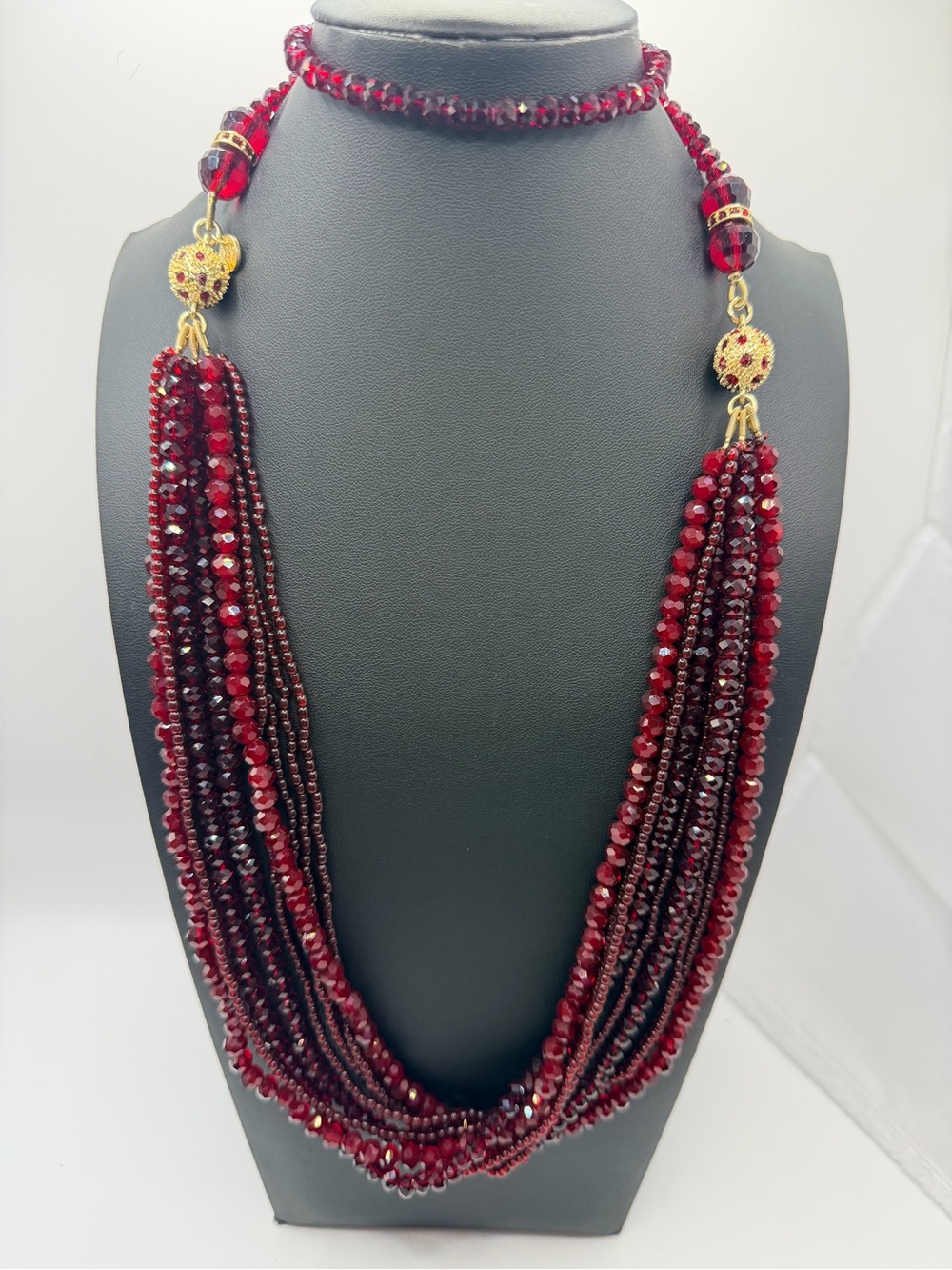 Talbots Red Glass Crystal Necklace